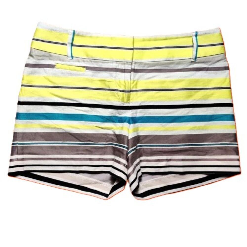 Ann Taylor LOFT Riviera Shorts Striped Yellow Blue Brown Cotton Size 00